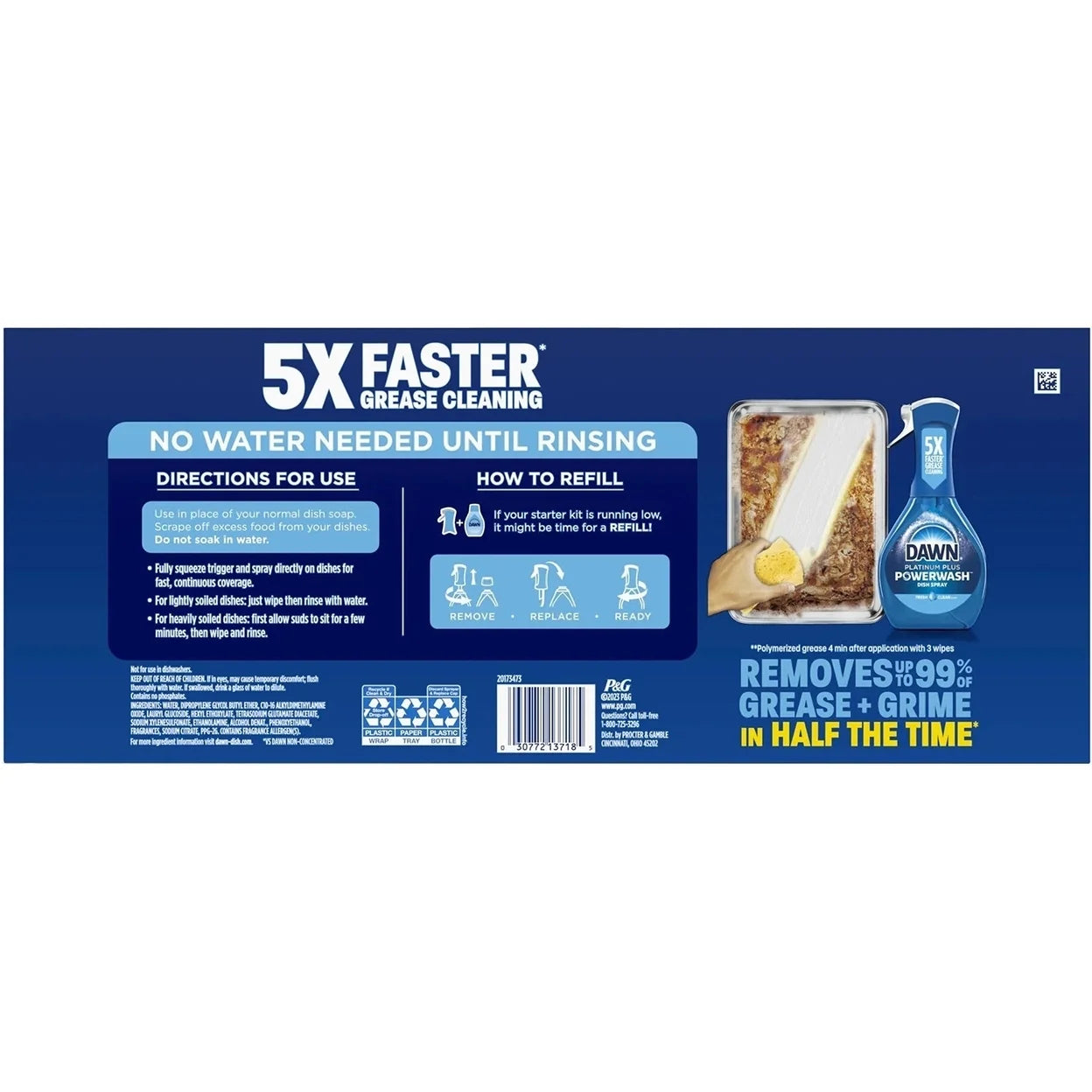 Platinum plus Powerwash Dish Spray, Fresh Scent, 1 Spray Bottle + 2 Refills