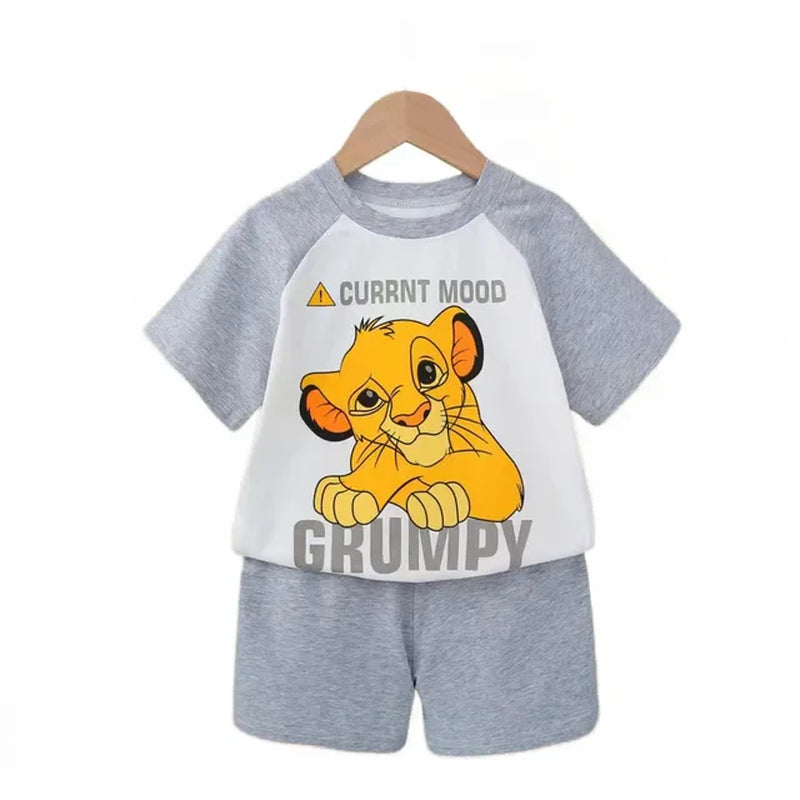 Summer Cartoon T-Shirt Shorts Children'S Boys Set Cotton Tees Pants Leisure Boys and Girls Babies Clothes Casual 2Pcs