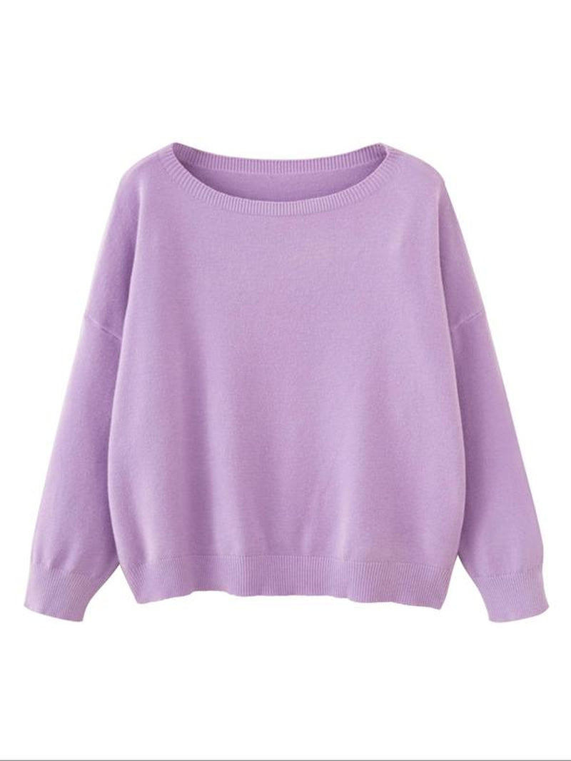 Scoop Neck Knitted Sweater