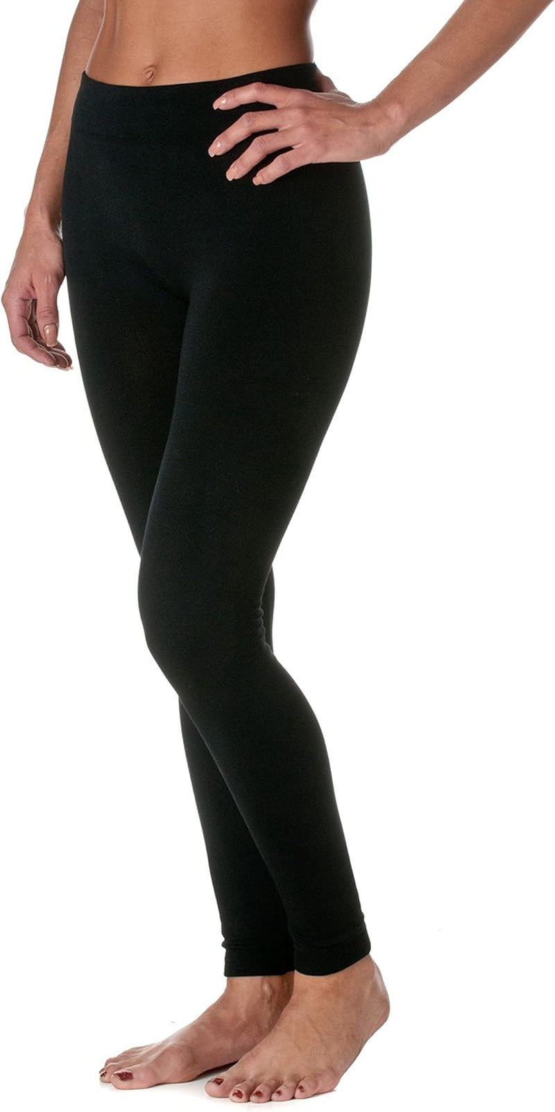 Womens Fleece Lined Seamless Leggings (Black, One Size)