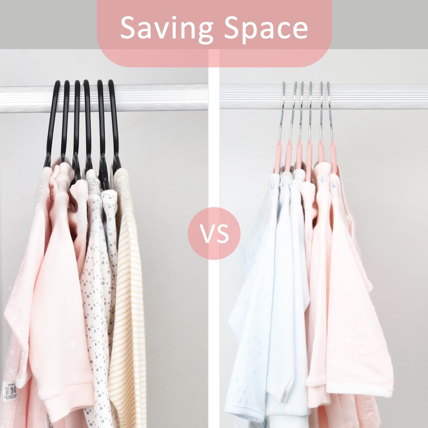 Baby Hangers, Childrens Hanger Kids Coat Hangers with Ultra Thin & Non-Slip Design 15 Pack (Light Pink)