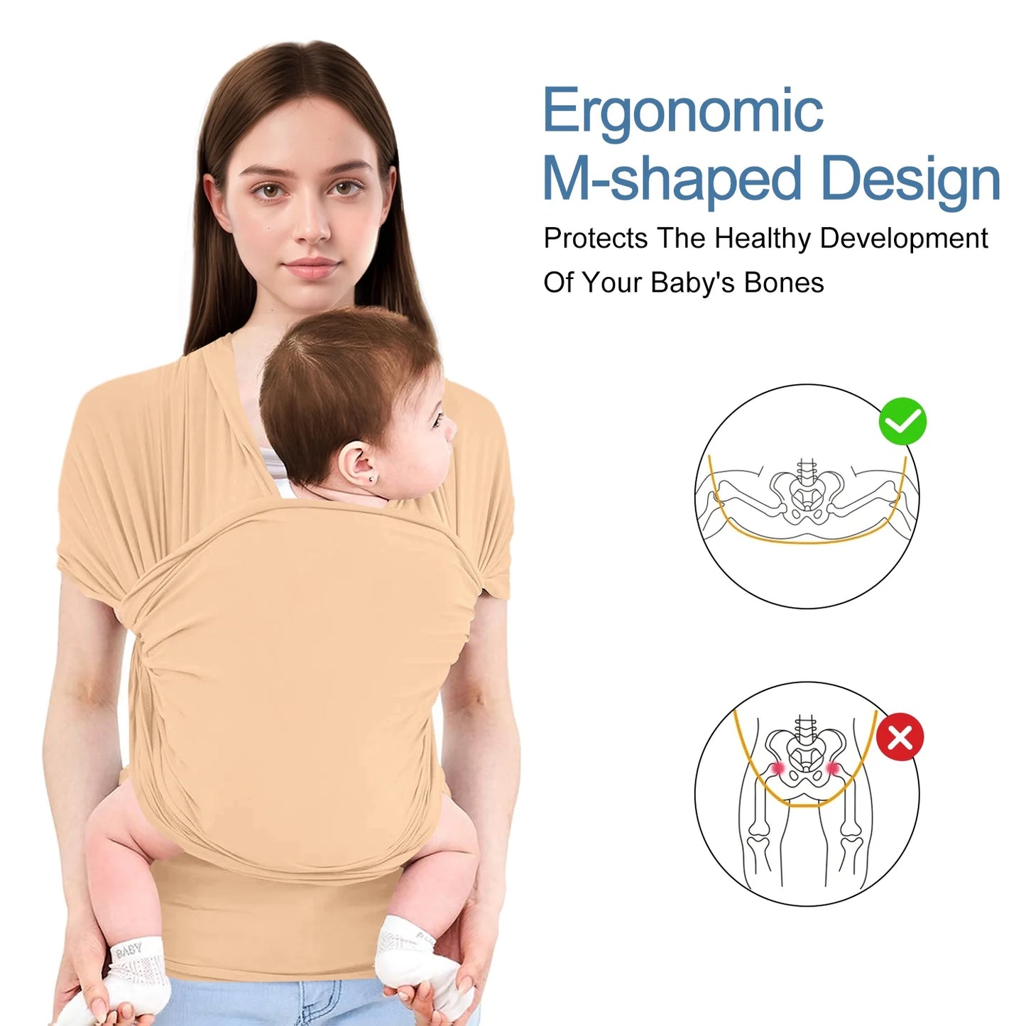 Baby Wrap Carrier,Original Breathable Baby Carrier Wrap Sling Lightweight Hands Free Newborn Wrap Swaddle Holder Adjustable Baby Slings Carrier for Newborn to Infant Toddler Essentials 7 to 35 Lbs