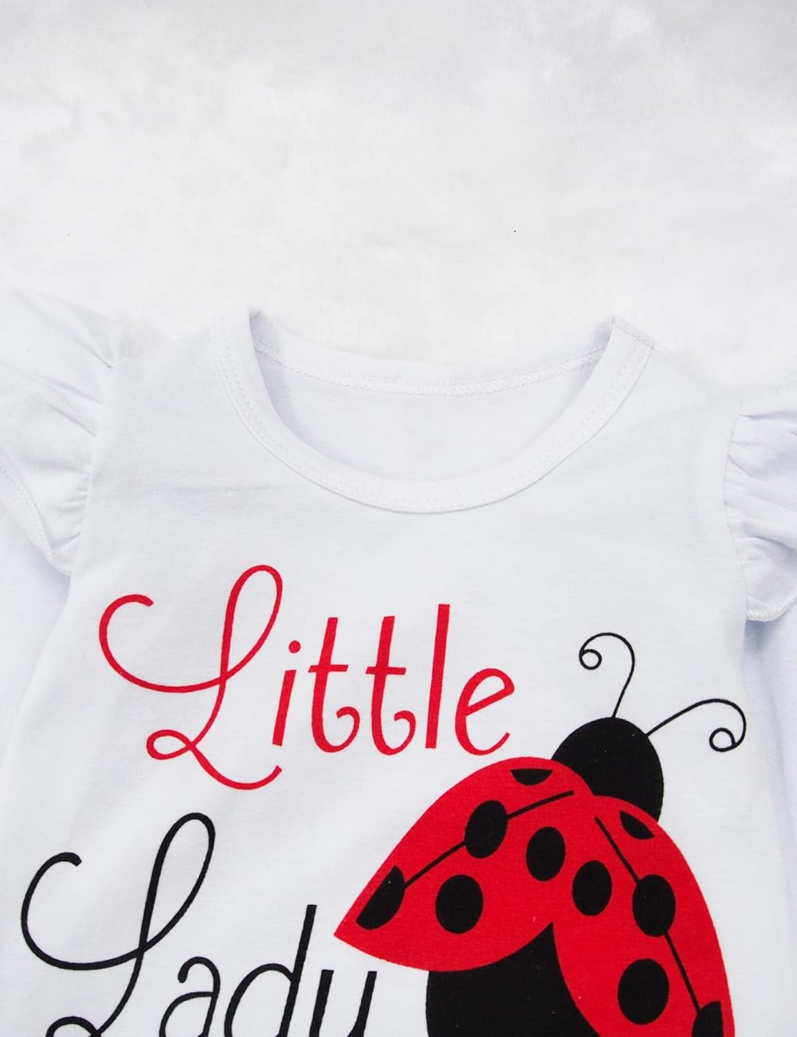 Toddler Baby Girl Clothes Ladybug Long-Sleeve Romper Pants Headband Cute Infants Baby Girl Outfits Set 3PC 3-6 Months