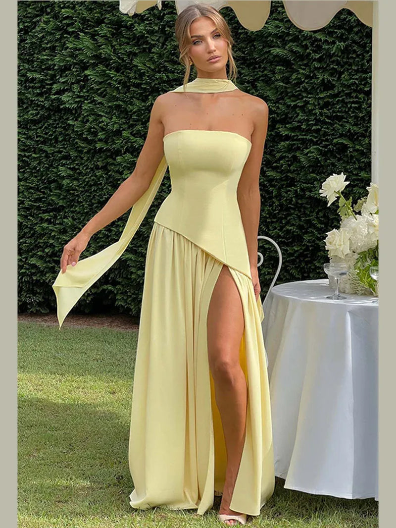 Graceful Allure: Elegant Pleated Backless Sleeveless Maxi Dress