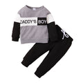 12 Months Baby Boys Outfit 18 Months Boys 2PCS Fall Winter Clothing Set Letter Print round Neck Toddler Boys Long Sleeve Top Pants Set Gray