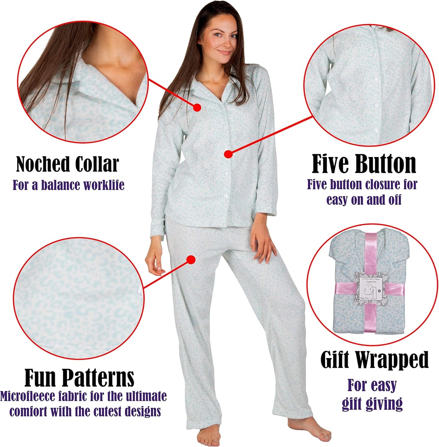 Women'S Warm and Cozy Plush Fleece Winter Pajama Set Teen and Girls