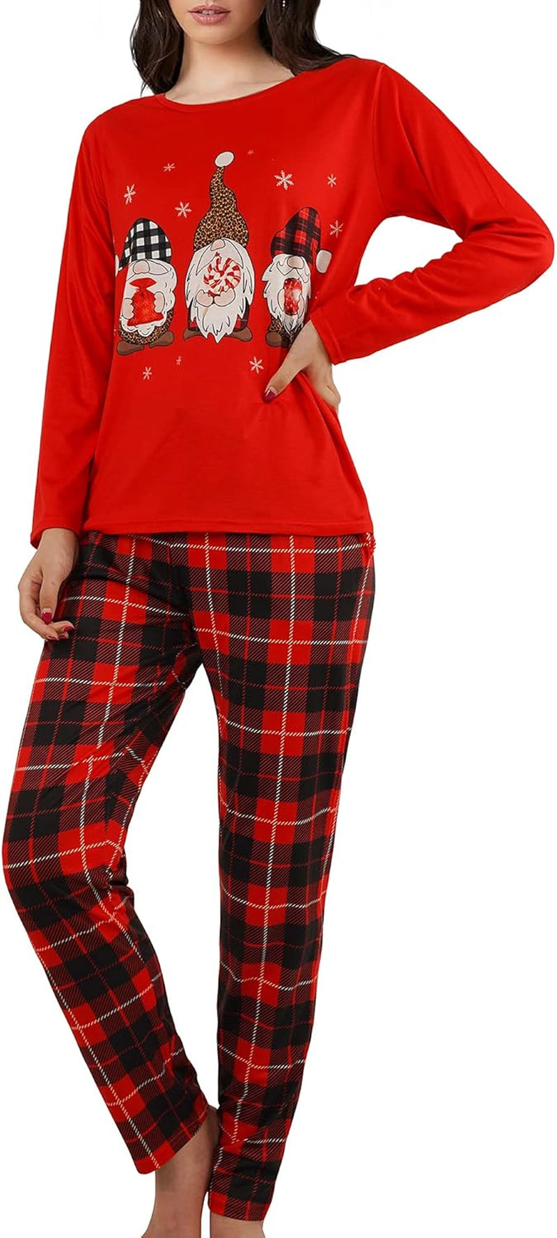 Womens Christmas Pajamas -Christmas Pajamas for Women, Christmas Pjs Women, Buffalo Plaid Christmas Pajamas Set