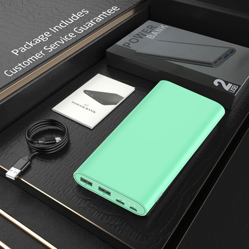 26800Mah Portable Charger Power Bank, Dual USB W/Usb-C Fast Charging Battery Pack Charger for Iphone 16 15 14 11 Pro Max XS XR, Ipad,Airpods,Samsung S22 S23, Google Pixel 6, Android Phone Etc-Green