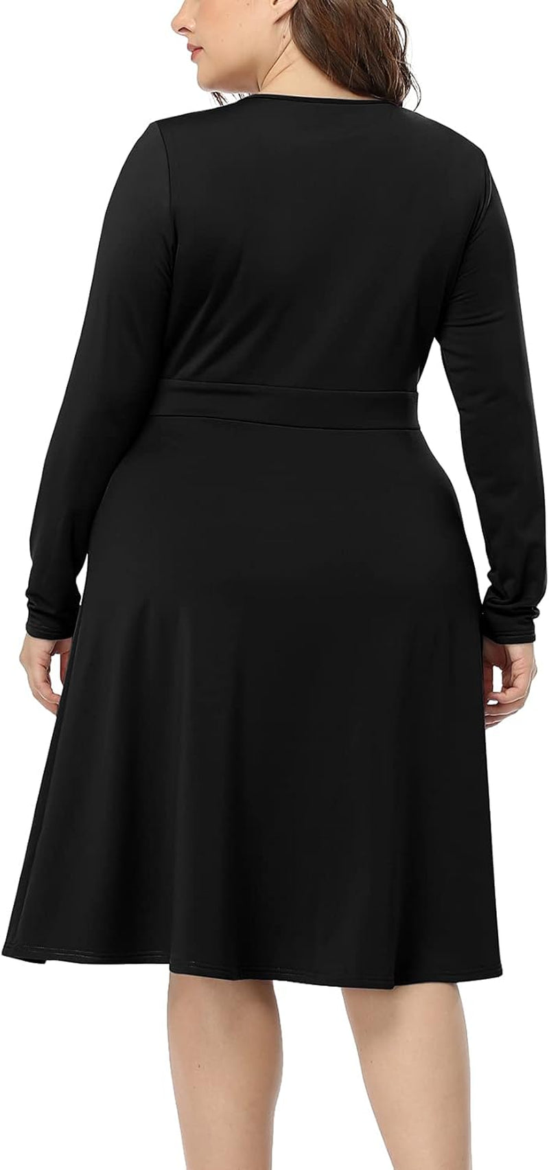 Women'S plus Size V-Neckline Stretchy Casual Long Sleeve Mini plus Size Party Dress