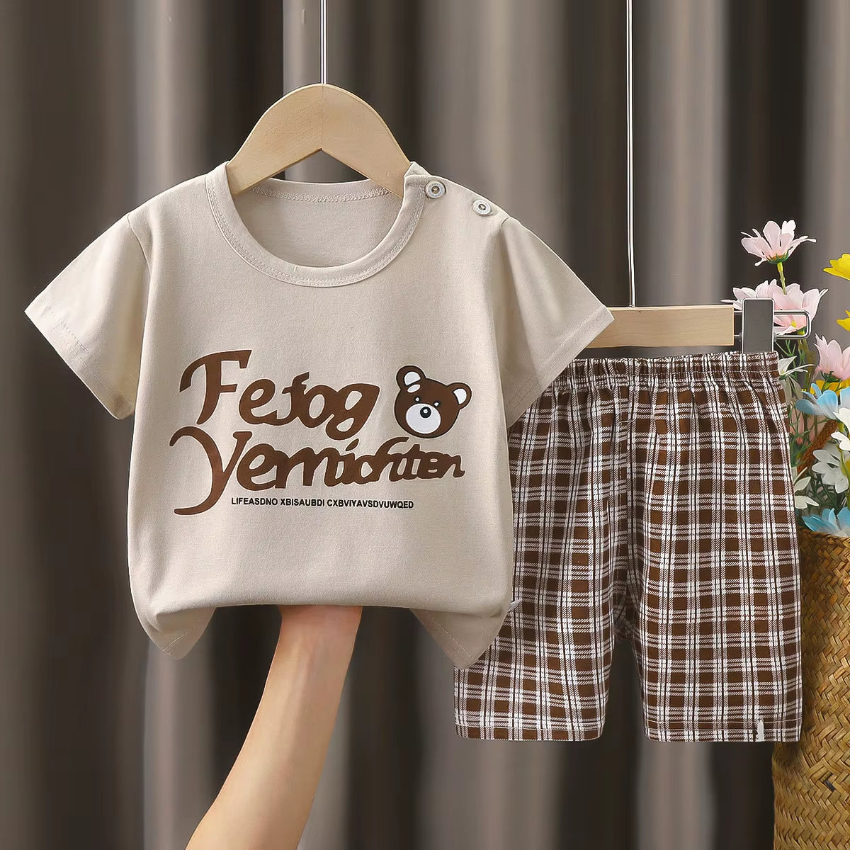 Summer Cartoon T-Shirt Shorts Children'S Boys Set Cotton Tees Pants Leisure Boys and Girls Babies Clothes Casual 2Pcs