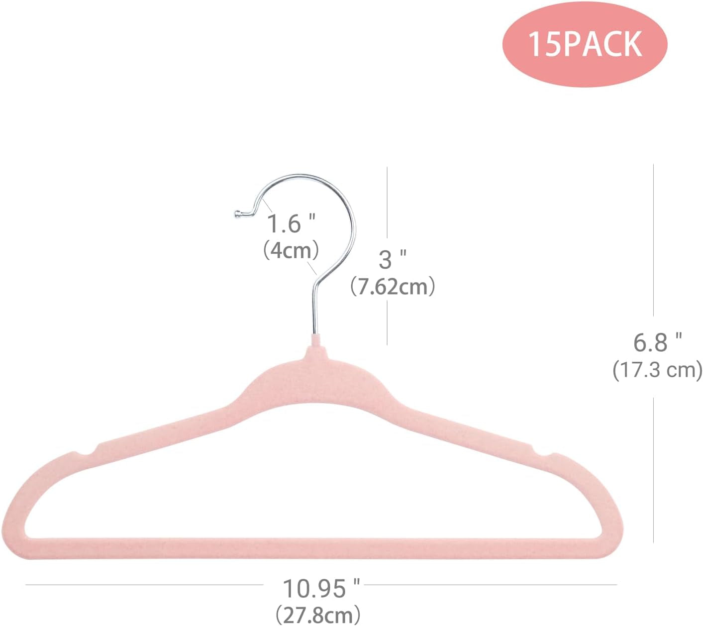 Baby Hangers, Childrens Hanger Kids Coat Hangers with Ultra Thin & Non-Slip Design 15 Pack (Light Pink)