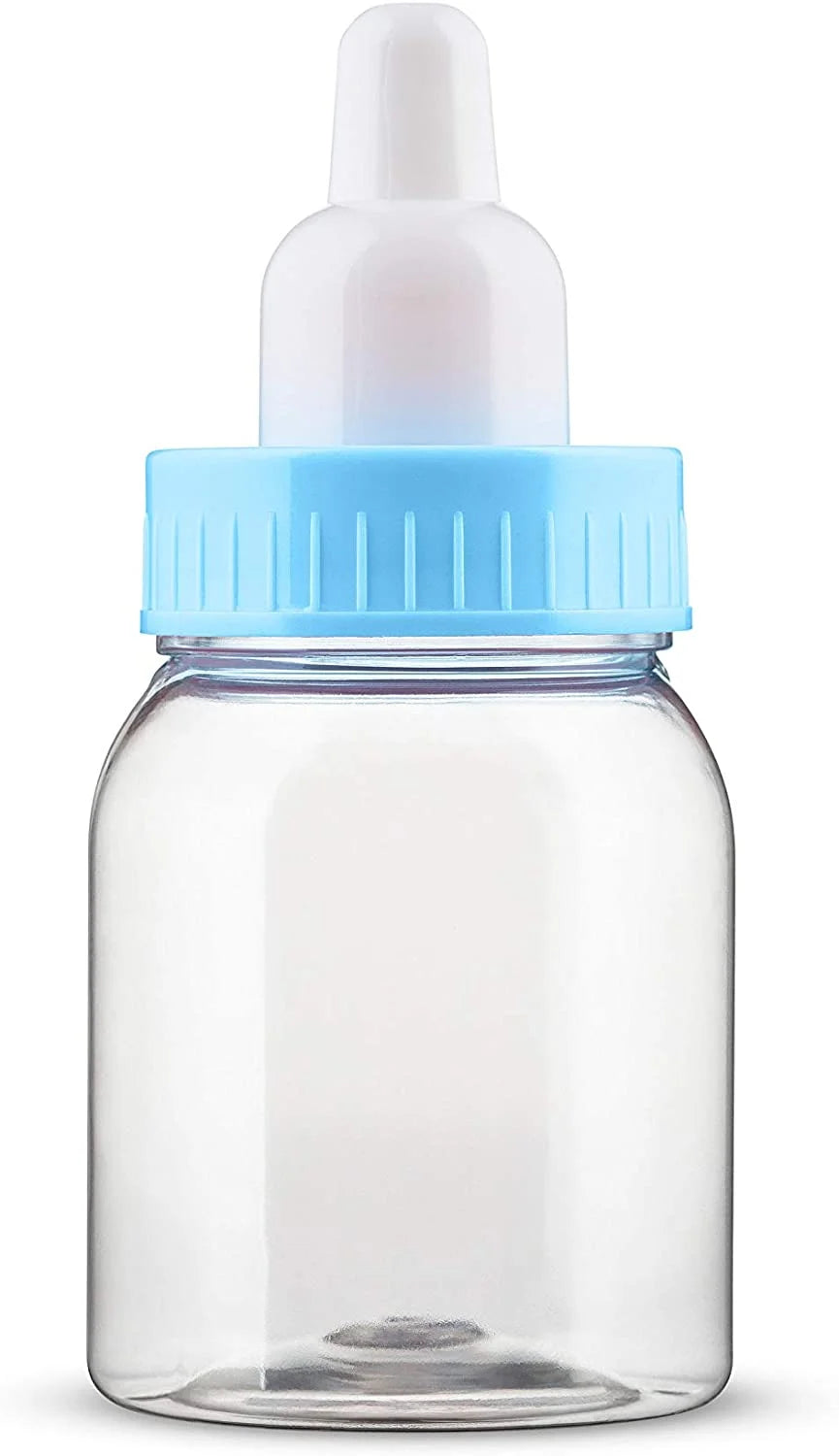 Blue Plastic Baby Bottles for Baby Shower - 3.5" Party Favor - Pack of 48