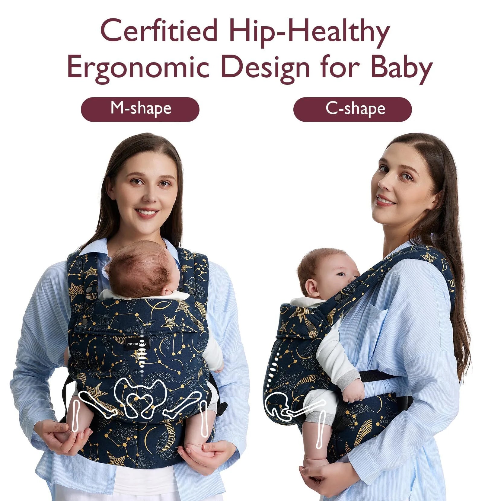 Baby Carrier for Newborn to Toddler - Ergonomic, Comfortable and Lightweight for Babies 7-44 Lbs, Easy to Wear, Hands Free, Enhanced Lumbar Support