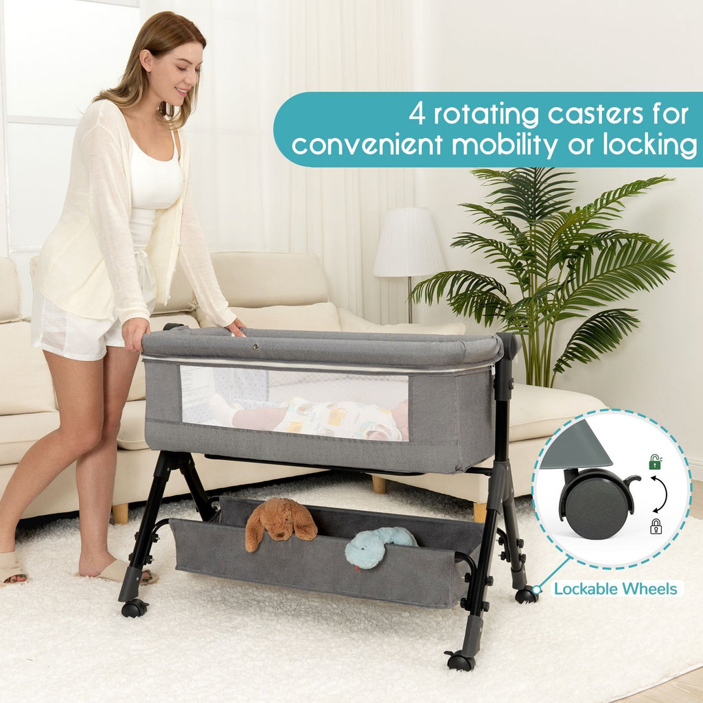 3 in 1 Baby Bassinet, Bedside Sleeper, & Playpen, Easy Folding Portable Crib
