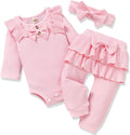 Preemie Newborn Infant Baby Girls Clothes Ribbed Bodysuit Pants Set Fall Winter Outfits