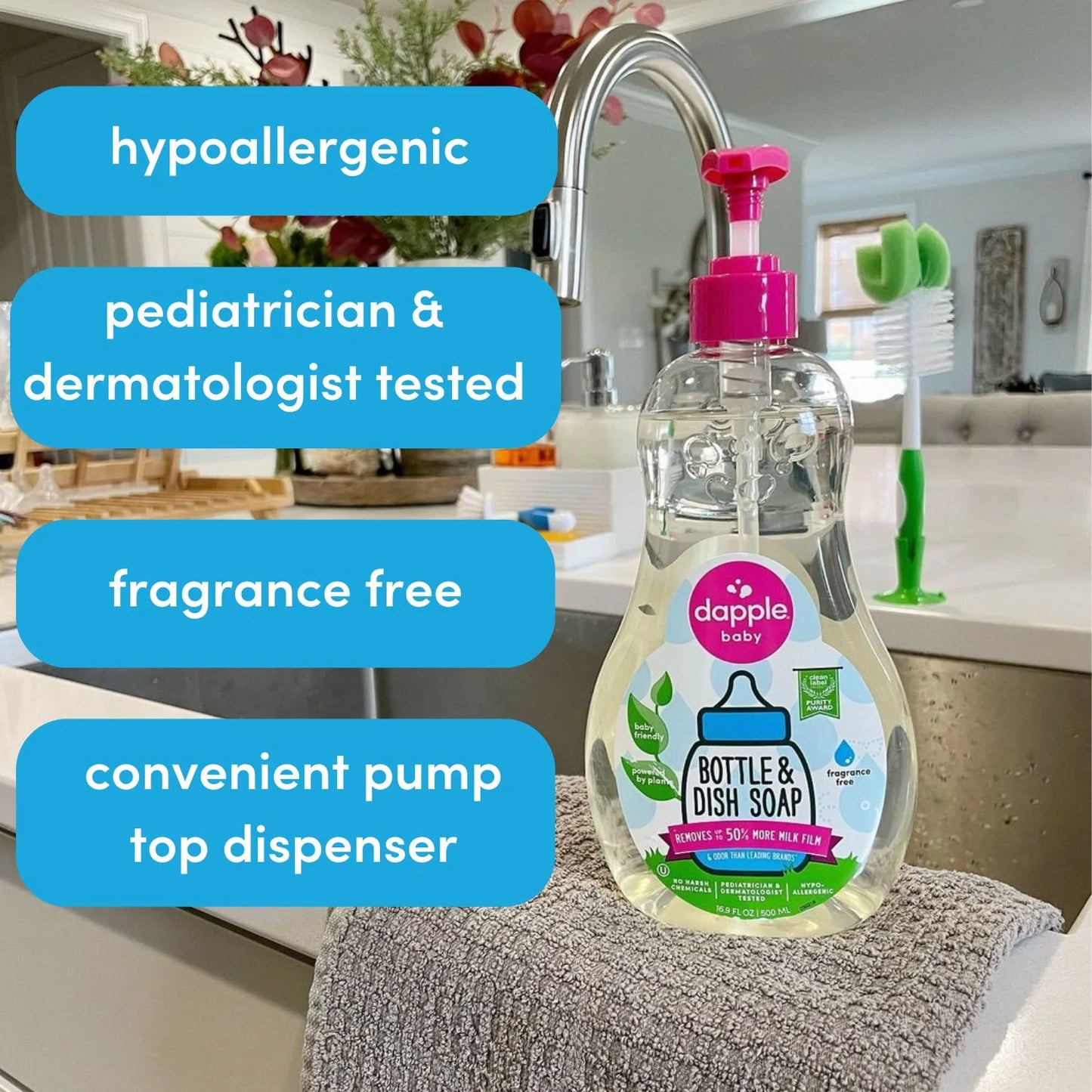 (3 Pack)  Baby Bottle and Dish Soap for Baby Products, Fragrance-Free, 16.9 Fl Oz