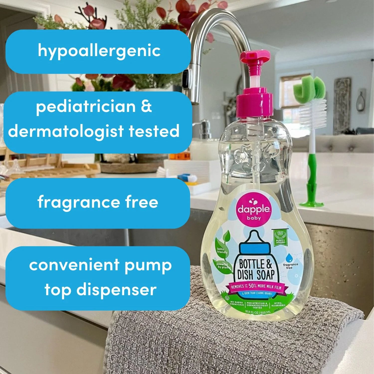 (3 Pack)  Baby Bottle and Dish Soap for Baby Products, Fragrance-Free, 16.9 Fl Oz