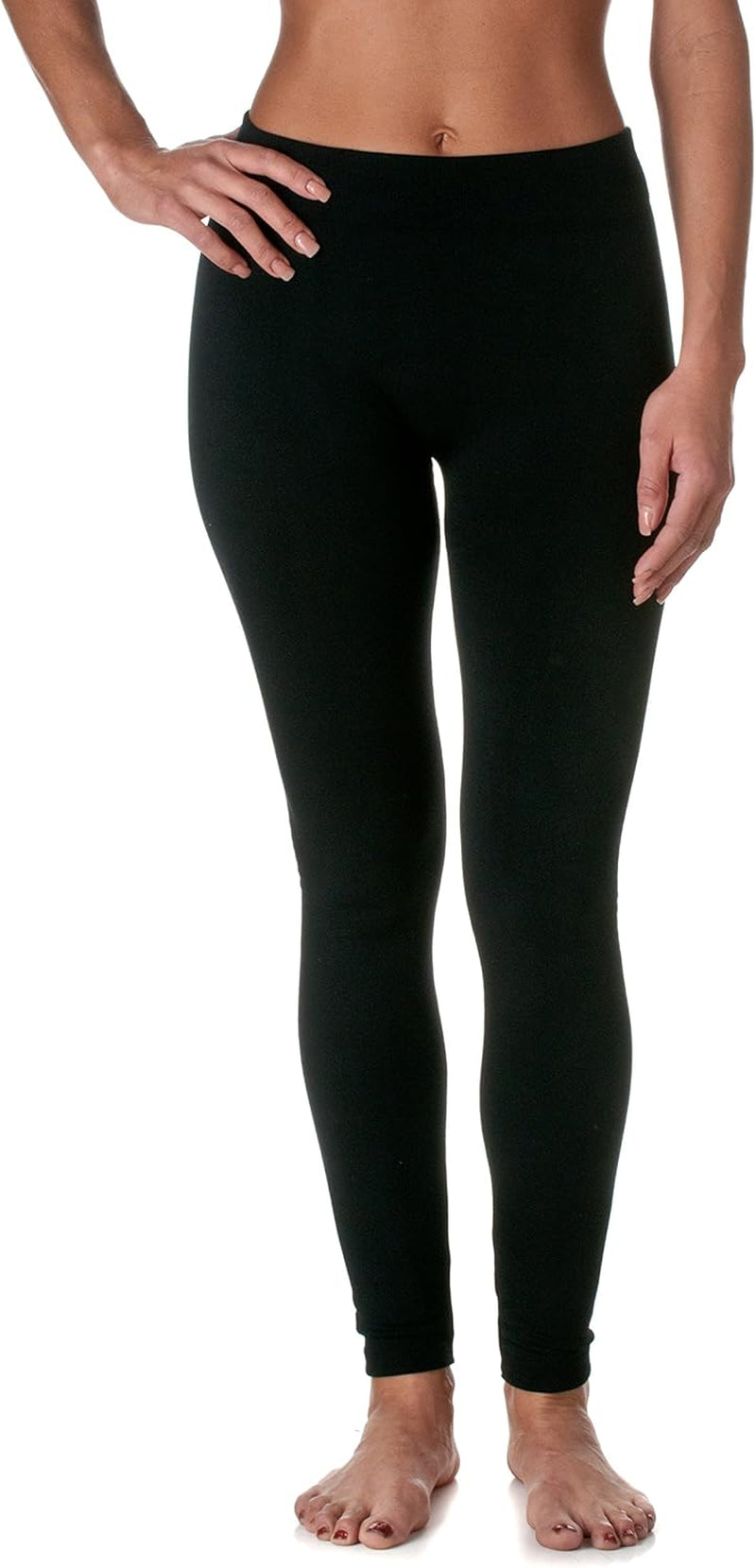 Womens Fleece Lined Seamless Leggings (Black, One Size)