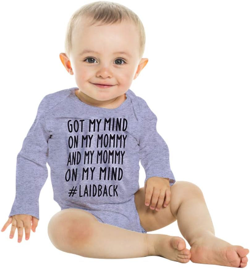 Baby Boy,Girls Grey Got My Mind on My Mommy Onesie Newborn Boy Outfits Baby Boy Clothes 0-3 Months Romper One-Piece Soft Bodysuits Babies Organic Jumpsuit Underwear Onsie for Infant Toddler Clothes