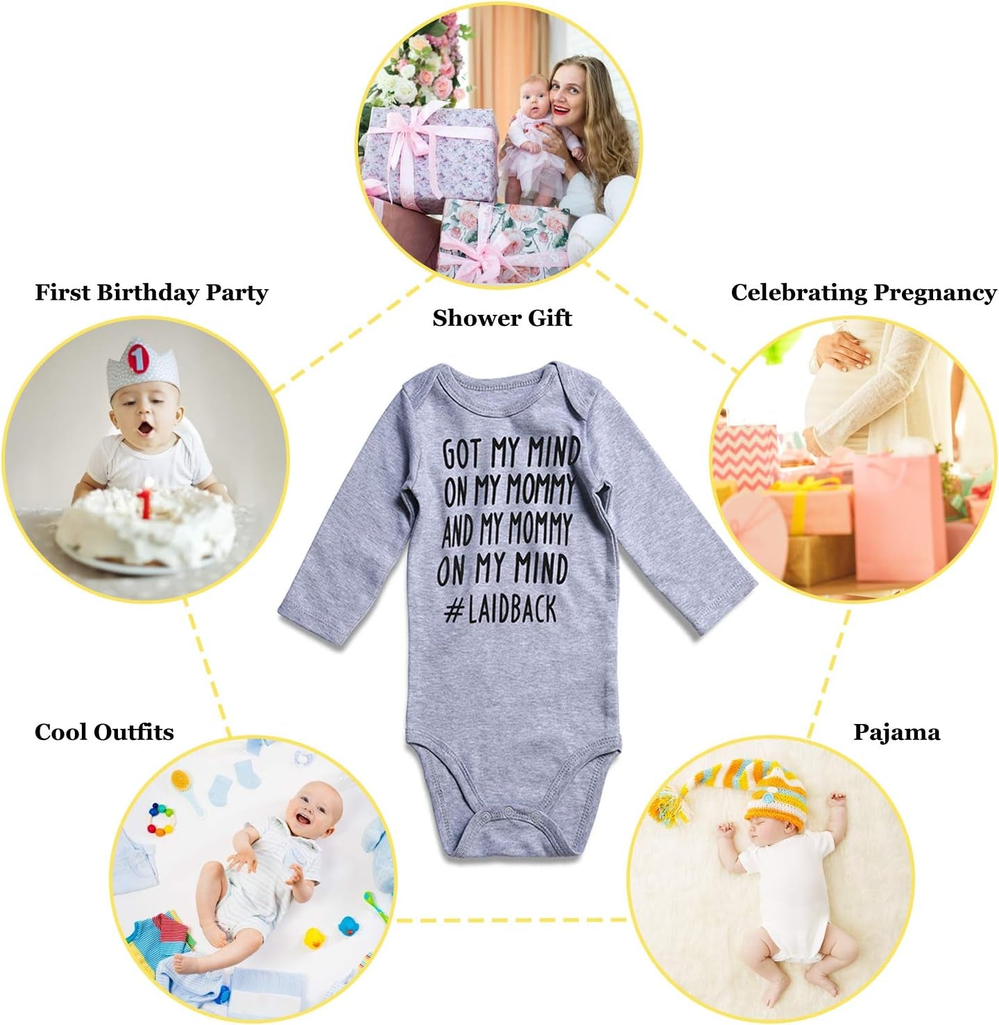 Baby Boy,Girls Grey Got My Mind on My Mommy Onesie Newborn Boy Outfits Baby Boy Clothes 0-3 Months Romper One-Piece Soft Bodysuits Babies Organic Jumpsuit Underwear Onsie for Infant Toddler Clothes