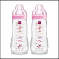 MAM Easy Active Bottle 11 Oz 2-Count, Fast Flow Baby Bottles with Silicone 4+