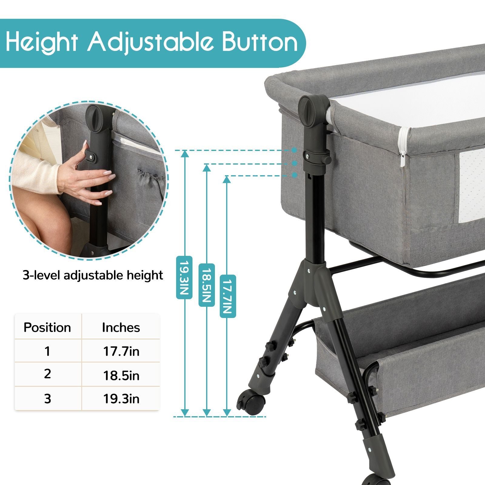 3 in 1 Baby Bassinet, Bedside Sleeper, & Playpen, Easy Folding Portable Crib