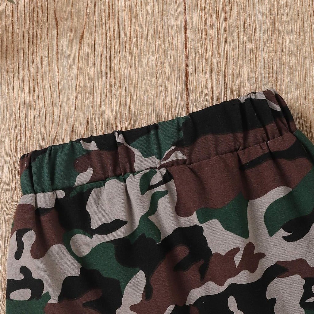 Toddler Baby Boy Summer Shorts Clothes Outfits Set, Sleeveless Hoodies Tops Camo Short 2 Pcs(Grey-The Girls Just Love Me,4 T)