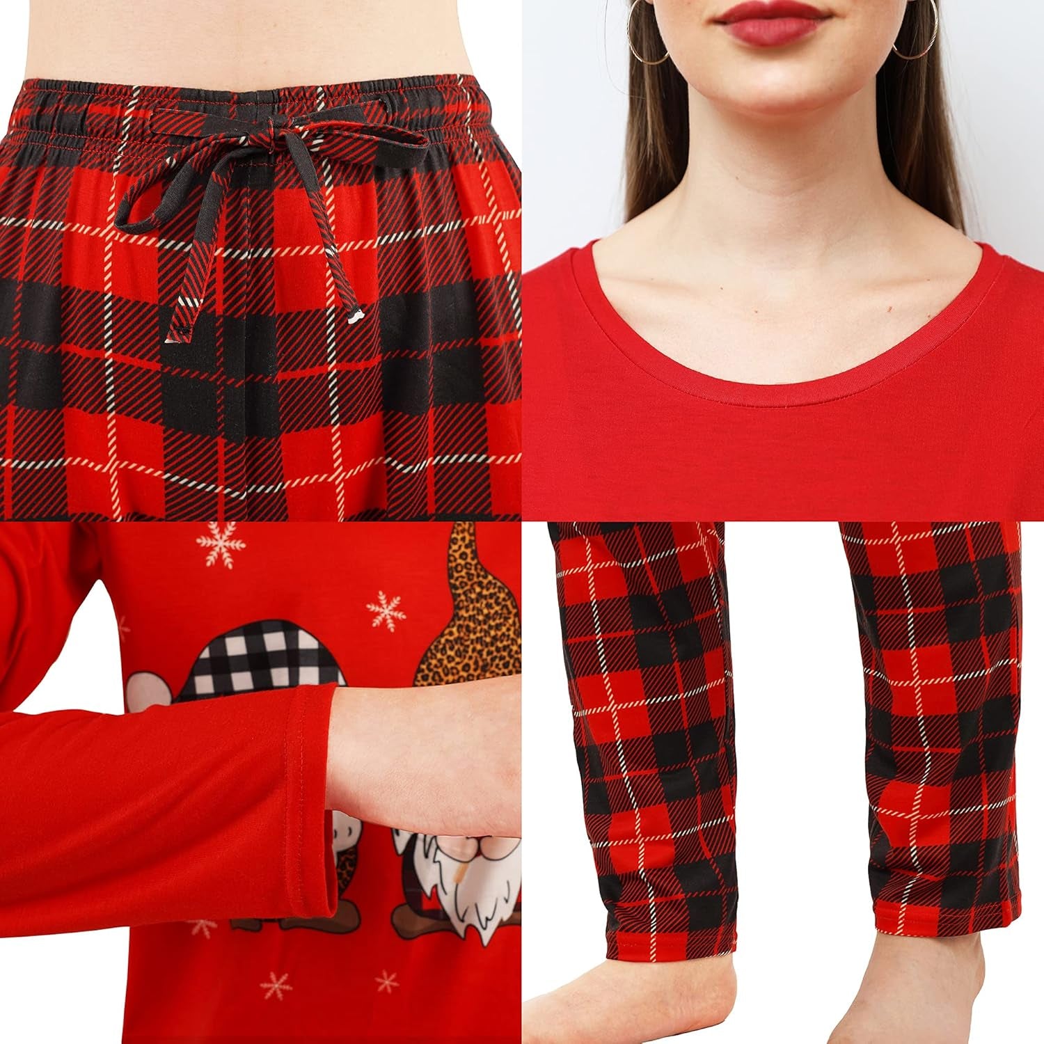 Womens Christmas Pajamas -Christmas Pajamas for Women, Christmas Pjs Women, Buffalo Plaid Christmas Pajamas Set