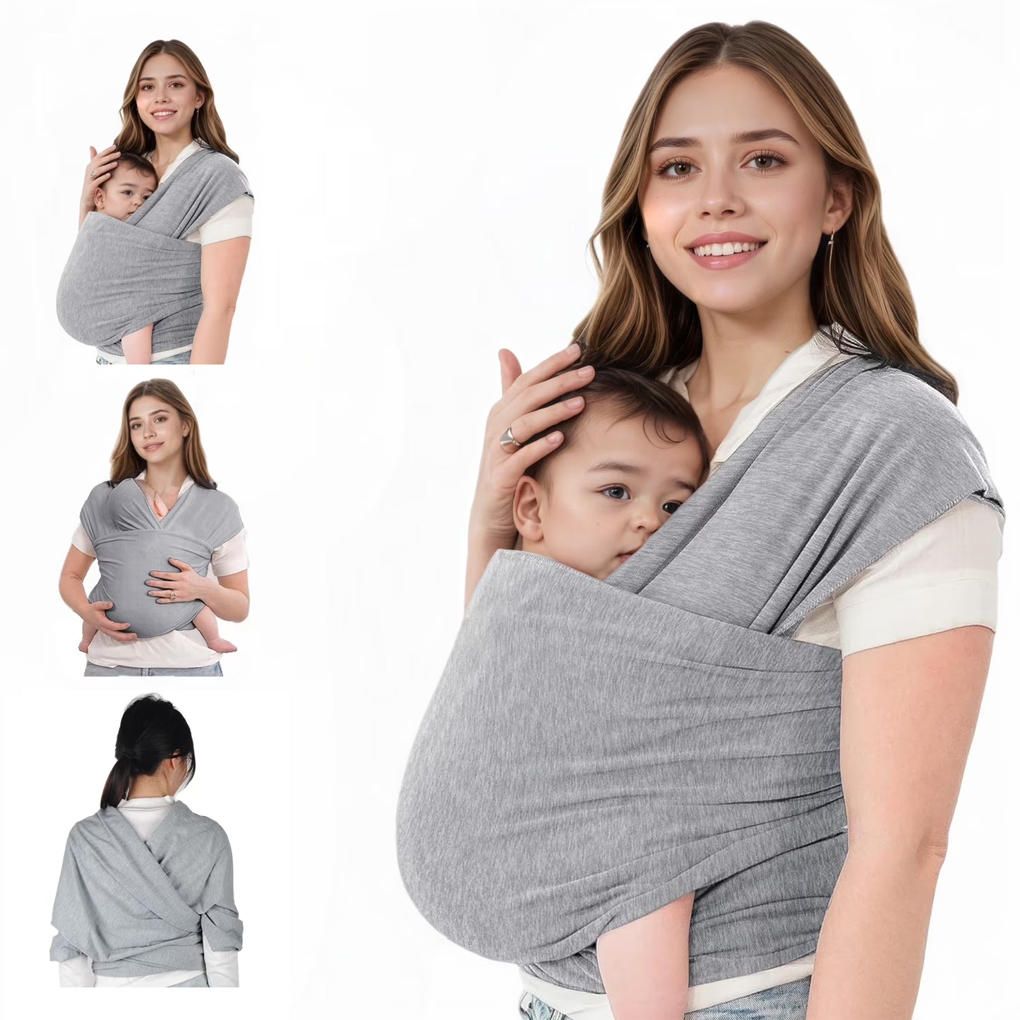 Baby Wrap Carrier,Original Breathable Baby Carrier Wrap Sling Lightweight Hands Free Newborn Wrap Swaddle Holder Adjustable Baby Slings Carrier for Newborn to Infant Toddler Essentials 7 to 35 Lbs