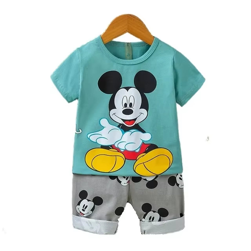 Summer Cartoon T-Shirt Shorts Children'S Boys Set Cotton Tees Pants Leisure Boys and Girls Babies Clothes Casual 2Pcs