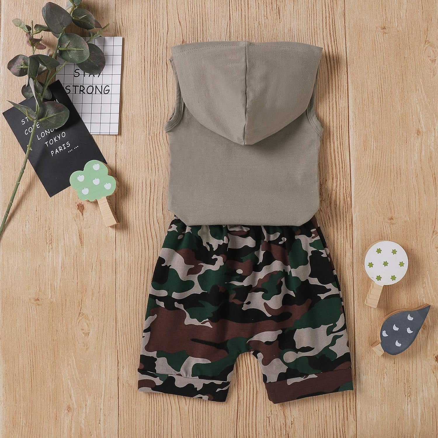 Toddler Baby Boy Summer Shorts Clothes Outfits Set, Sleeveless Hoodies Tops Camo Short 2 Pcs(Grey-The Girls Just Love Me,4 T)