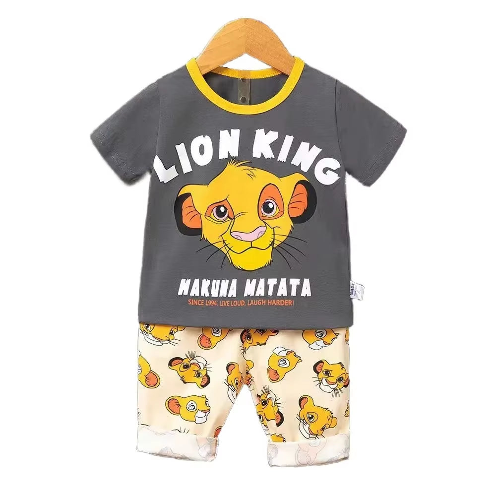 Summer Cartoon T-Shirt Shorts Children'S Boys Set Cotton Tees Pants Leisure Boys and Girls Babies Clothes Casual 2Pcs