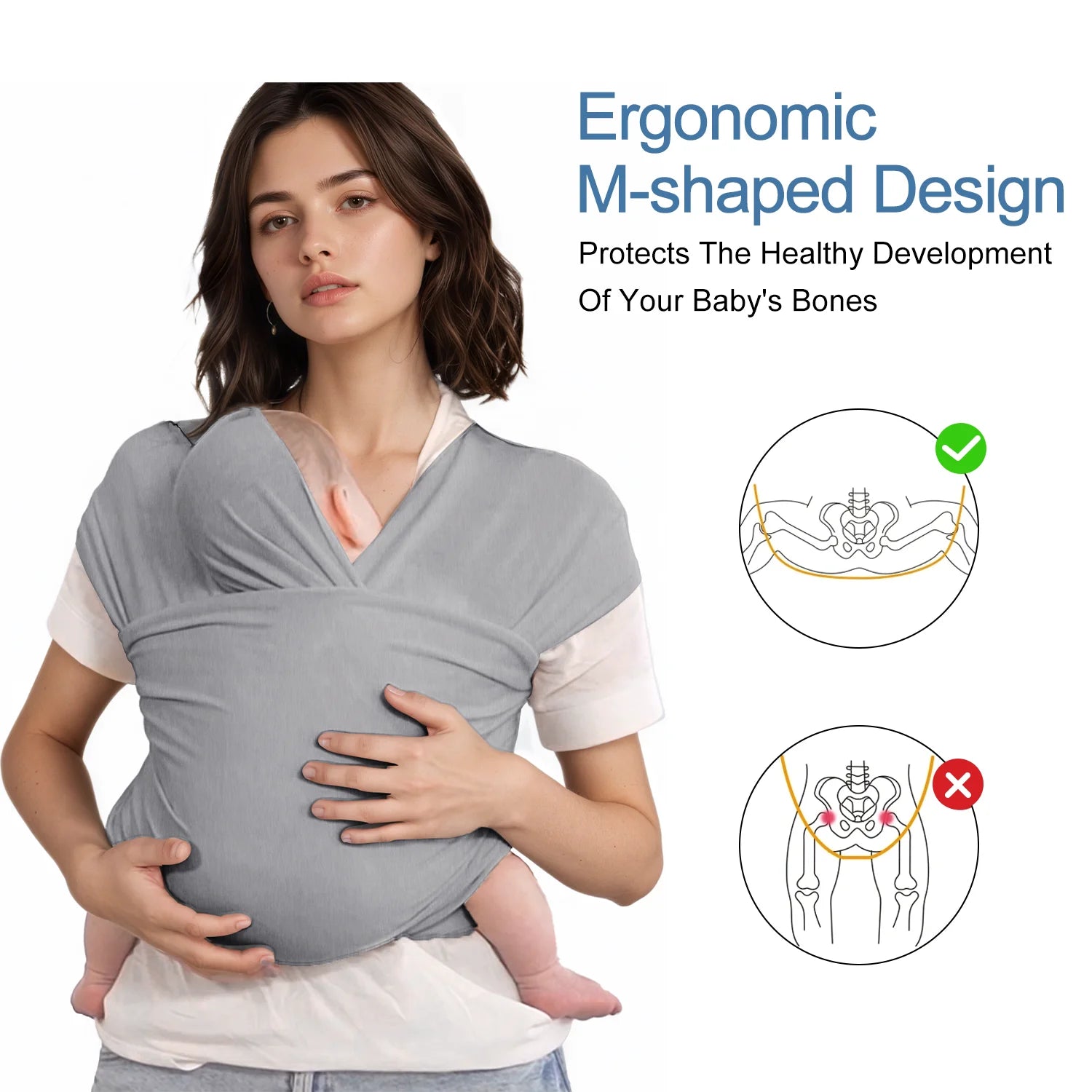 Baby Wrap Carrier,Original Breathable Baby Carrier Wrap Sling Lightweight Hands Free Newborn Wrap Swaddle Holder Adjustable Baby Slings Carrier for Newborn to Infant Toddler Essentials 7 to 35 Lbs