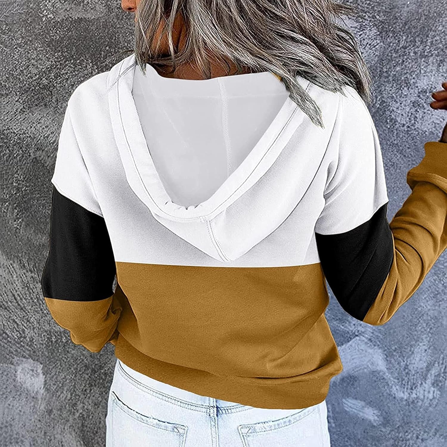 Hoodies for Women Pullover Design Fashion Casual Plain Color Long Sleeve Shirts Button up Fall Sweaters with Pockets