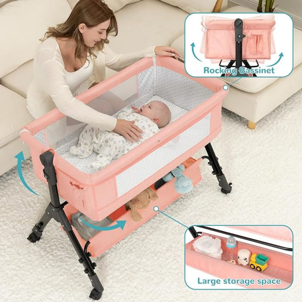 3 in 1 Baby Bassinet, Bedside Sleeper, & Playpen, Easy Folding Portable Crib