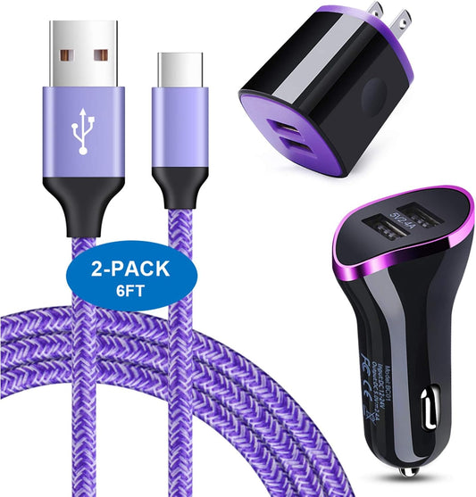 Type C Wall Charger Block Plug Car Charger Adapter+Fast Charging USB C Cable for Samsung Galaxy S25 S24 S23 S22 S21 S20 FE S10 S9 A17 Z Flip7 Z Fold7 A56 A36 A26 A16 A25 A35 A15 A55 A54 A14 A53 A13