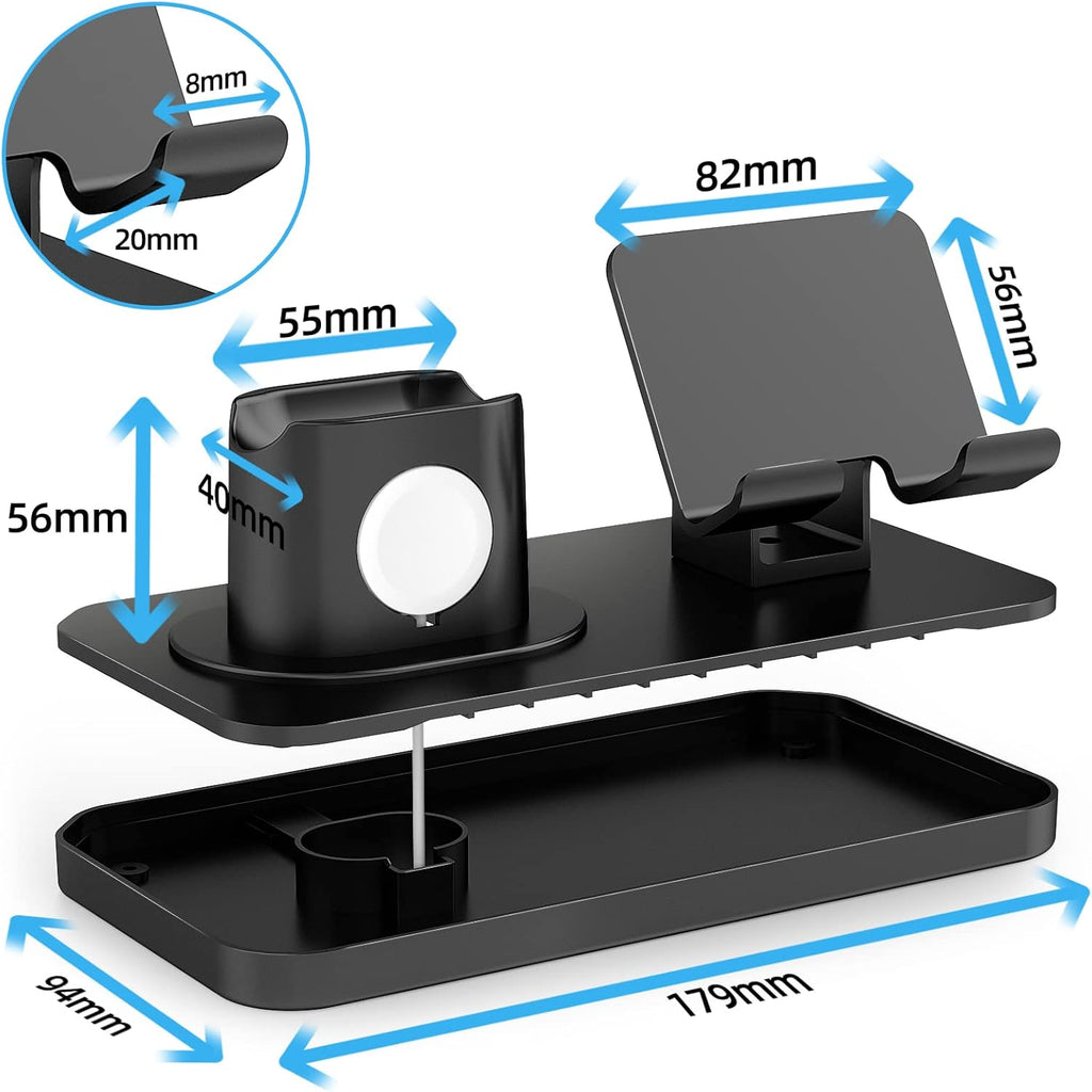 180°Rotation Phone Charger Stand Holder，3In1 Charger Dock, Charging Stand for Apple Iwatch/Airpods/Ipad and Most Smartphones (Black1)