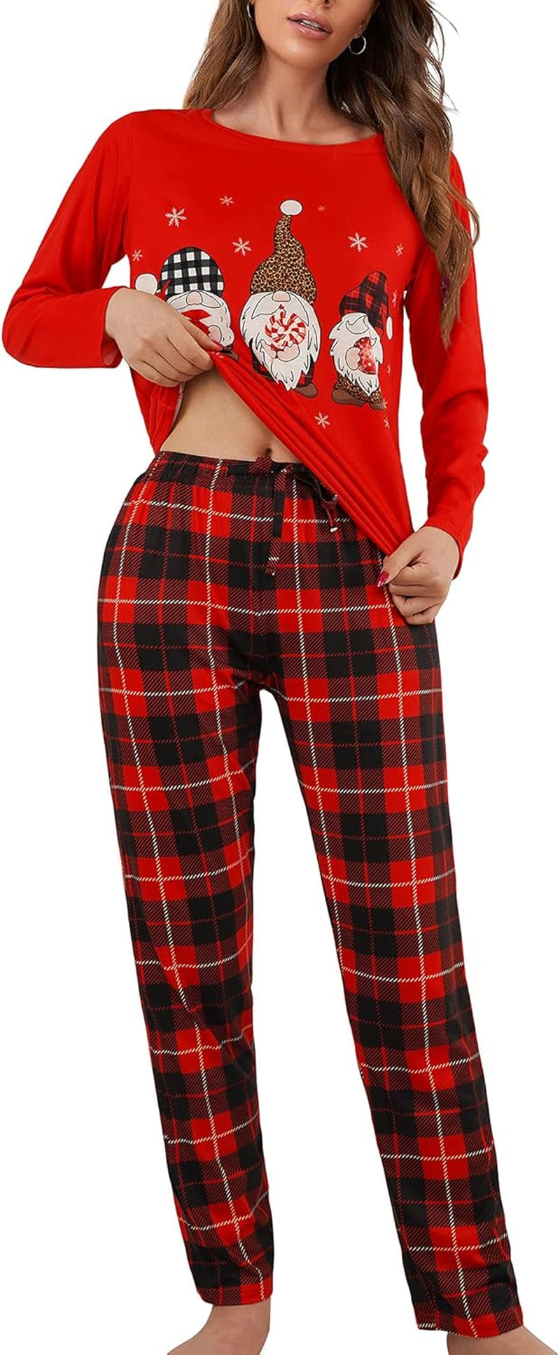 Womens Christmas Pajamas -Christmas Pajamas for Women, Christmas Pjs Women, Buffalo Plaid Christmas Pajamas Set