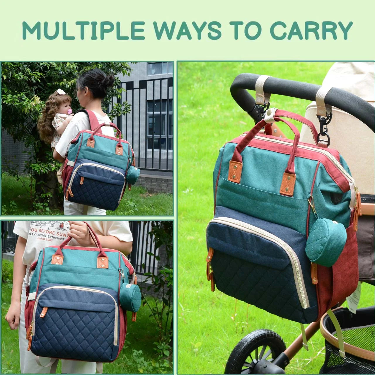 Baby Diaper Bag Backpack, Diaper Bag for Dad Mom , Insulated Milk Bottle Pockets, Pacifier Case, Large Diaper Bag for Travel (Colorful)