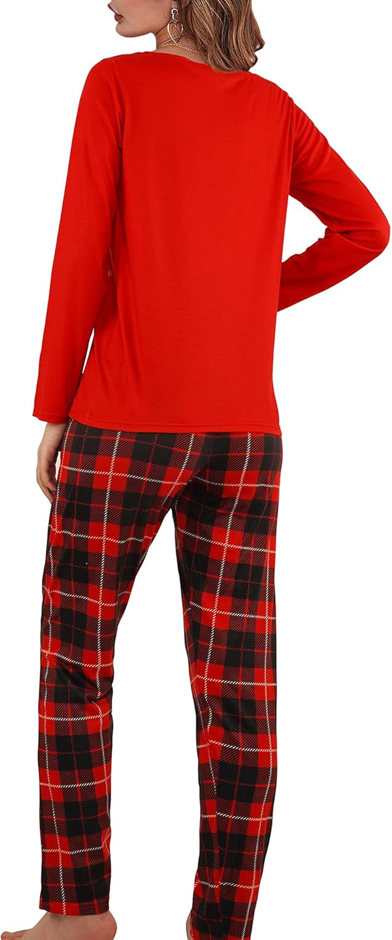 Womens Christmas Pajamas -Christmas Pajamas for Women, Christmas Pjs Women, Buffalo Plaid Christmas Pajamas Set