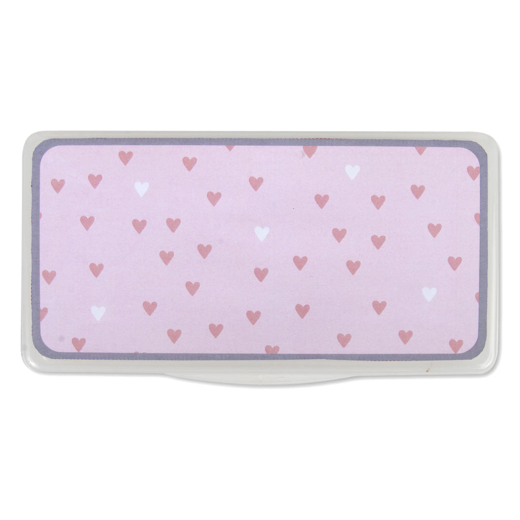 15.5”L 5 Piece Multi-Pocket Diaper Bag Backpack with Matching Changing Pad, Wipes Case, Insulated Bottle Bag & Organizer Pouch for Newborns, Infants & Toddlers in Pink & Gray Hearts