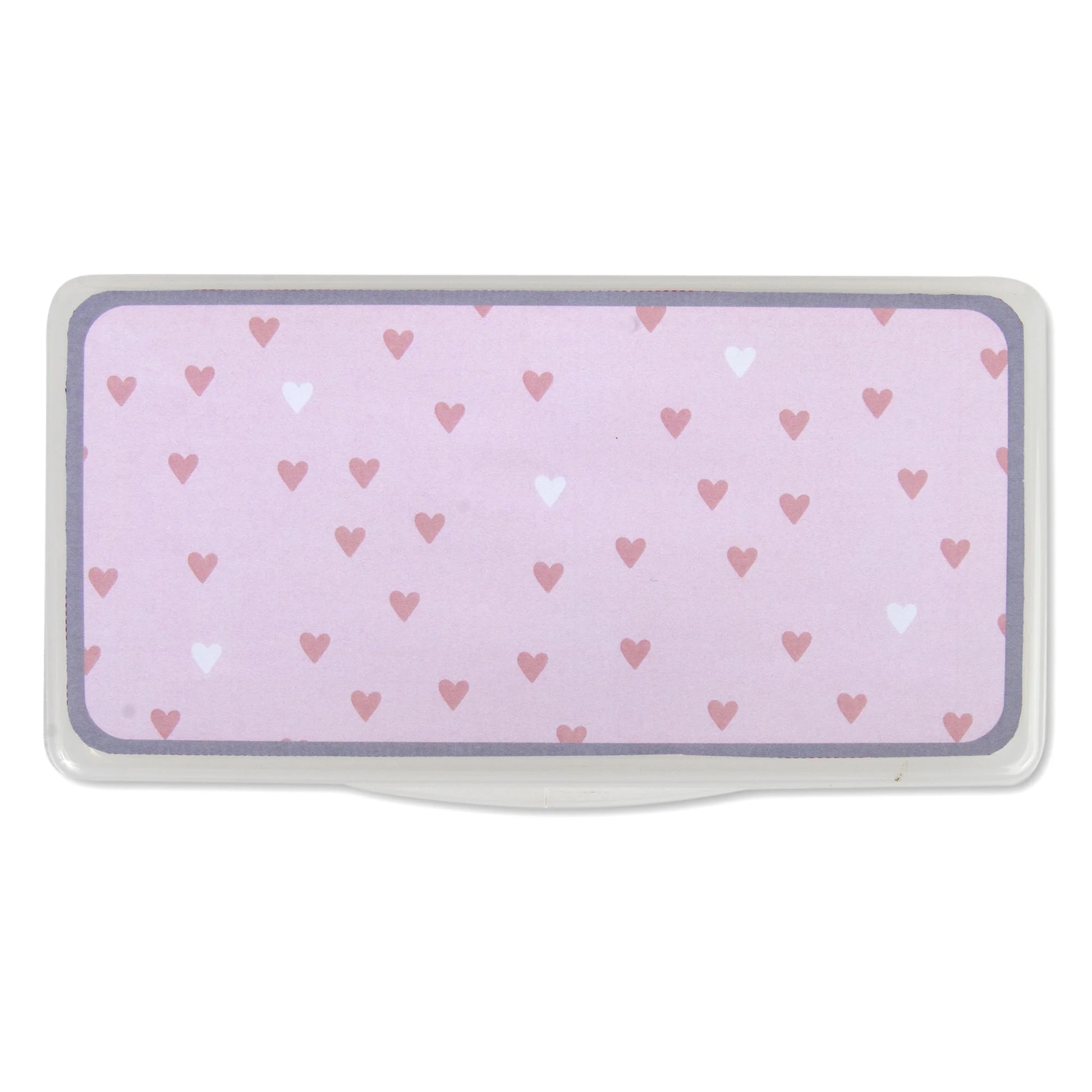 15.5”L 5 Piece Multi-Pocket Diaper Bag Backpack with Matching Changing Pad, Wipes Case, Insulated Bottle Bag & Organizer Pouch for Newborns, Infants & Toddlers in Pink & Gray Hearts