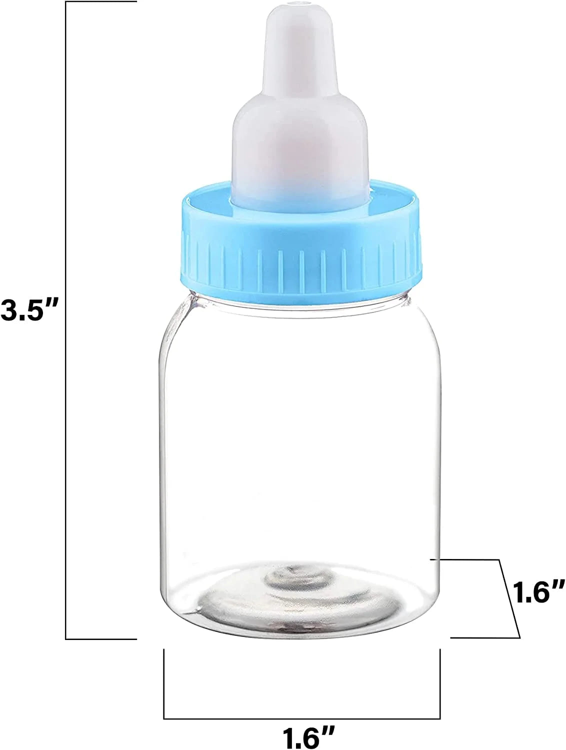 Blue Plastic Baby Bottles for Baby Shower - 3.5" Party Favor - Pack of 48