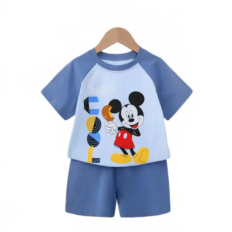 Summer Cartoon T-Shirt Shorts Children'S Boys Set Cotton Tees Pants Leisure Boys and Girls Babies Clothes Casual 2Pcs