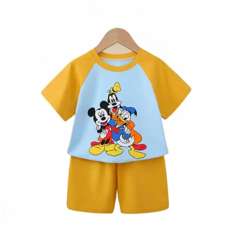 Summer Cartoon T-Shirt Shorts Children'S Boys Set Cotton Tees Pants Leisure Boys and Girls Babies Clothes Casual 2Pcs