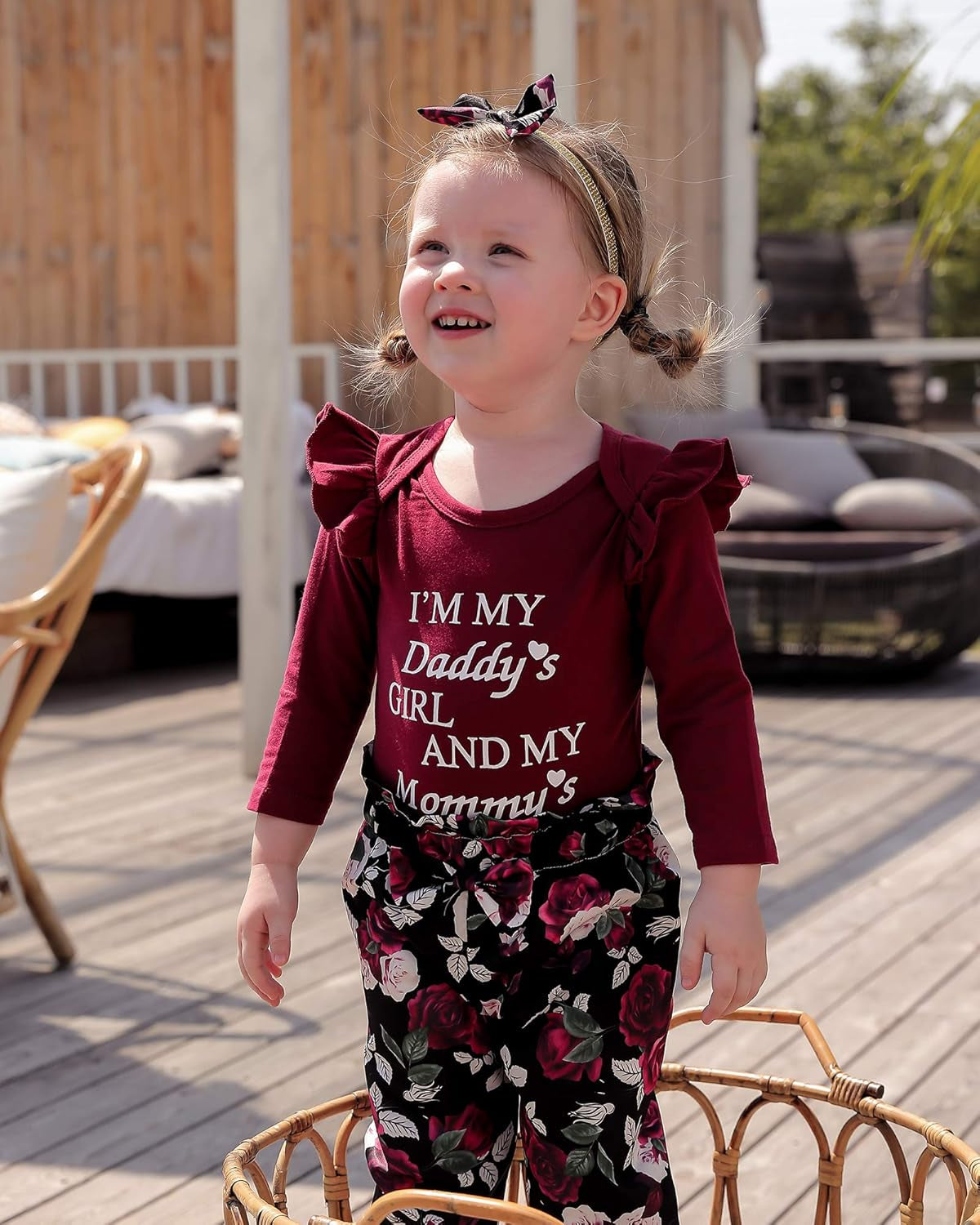 Baby Girl Clothes Toddler Girl Floral Ruffle Sleeve Shirt Pant Sets 3 Pieces Fall Winter Clothing for Girl Gifts 0-4T