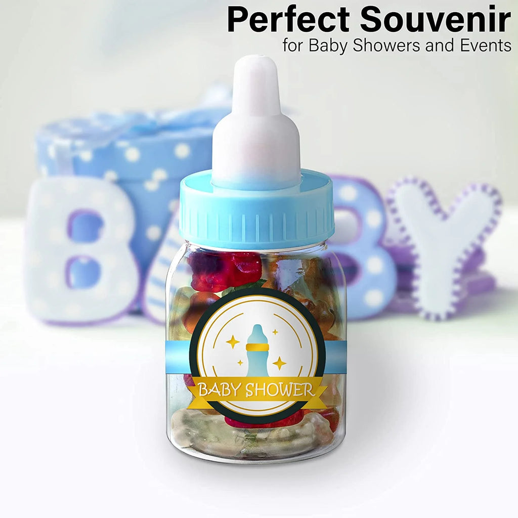 Blue Plastic Baby Bottles for Baby Shower - 3.5" Party Favor - Pack of 48