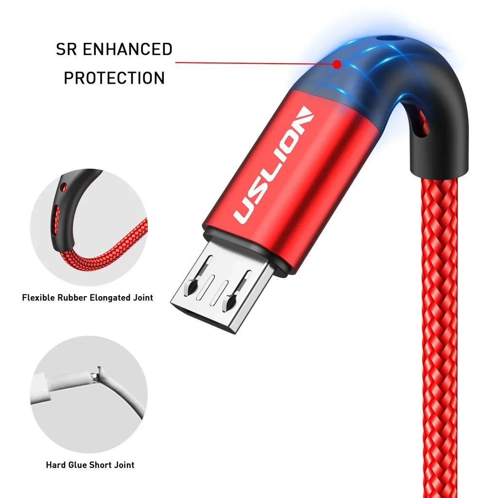 Magnetic USB Cable Micro 3A Fast Charge USB Data Cable Cord Phone Accessories Android Micro Usb Cable Mobile Phone Red