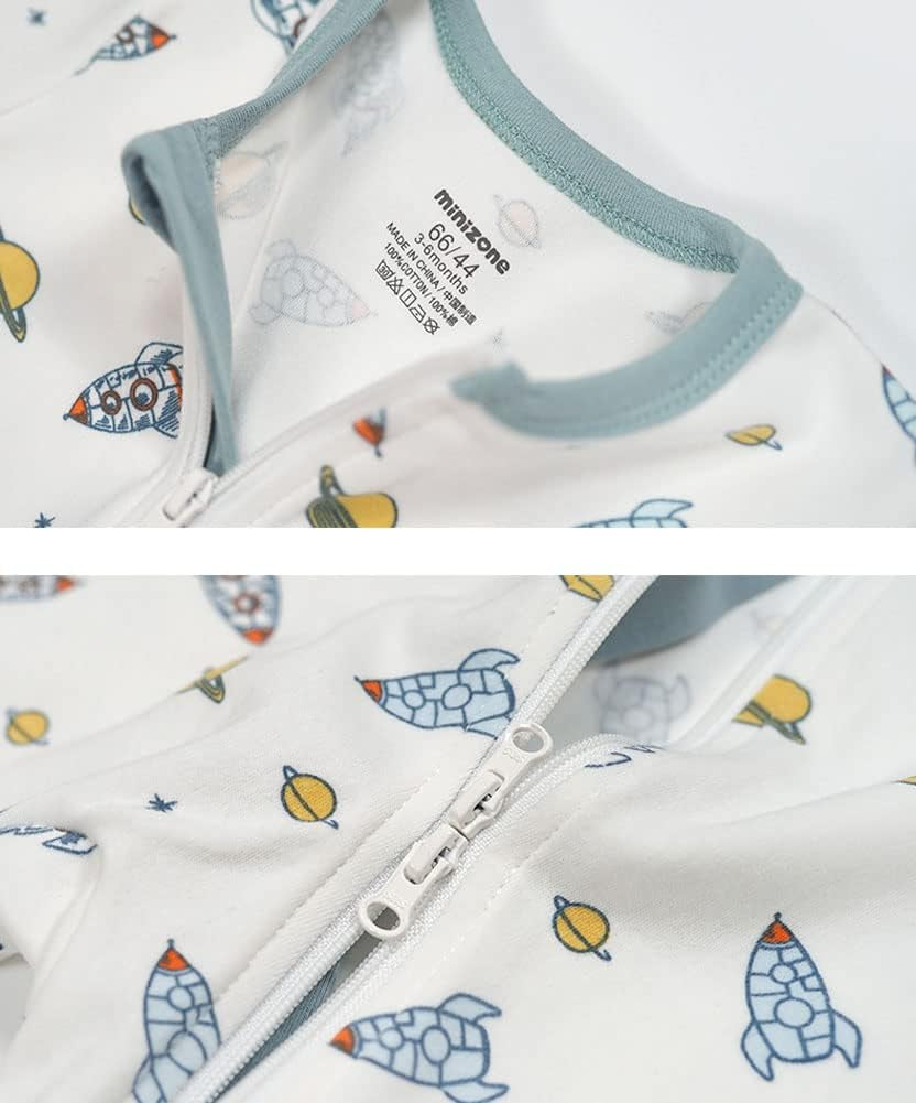 Baby Boys Girls 2 Pack 2 Way Zipper Footless Pajamas Cotton Short Sleeve Printing Romper Sleep and Play