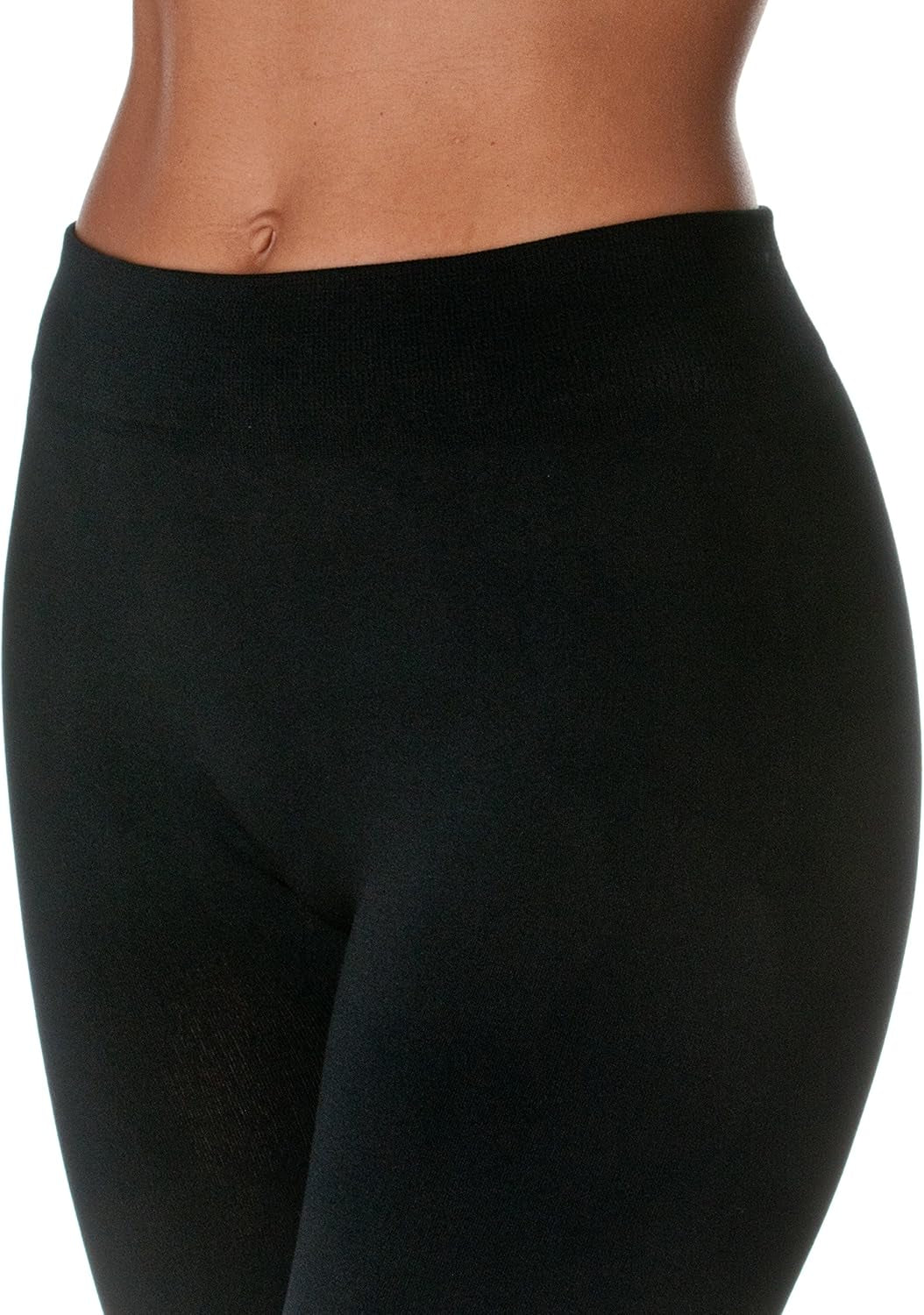 Womens Fleece Lined Seamless Leggings (Black, One Size)
